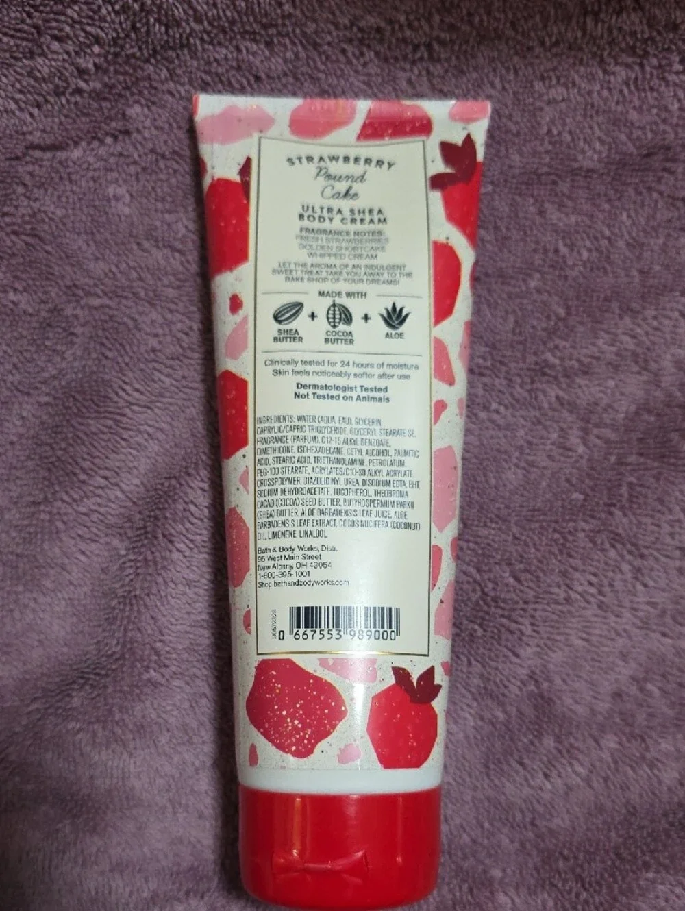 Bath & Body Works Strawberry Pound Cake Body Cream - Pink & Red
